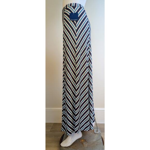 Falls Creek Maxi Skirt Small Chevron Striped Blue White Jersey Knit Boho NEW - Picture 3 of 9